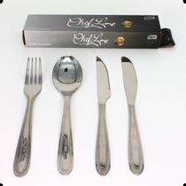 Kit de talheres garfo colher e faca mesa e churrasco Inox Chefe Line 48 unidades