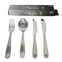 Kit de talheres garfo colher e facas Inox Chefe Line 24 unidades