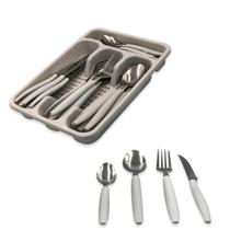 Kit de Talheres Inox 25 Peças - Conjunto com Facas, Garfos, Colheres de Mesa e Chá, Porta Talher, Design Sofisticado, Resistente para Cozinha Jantar