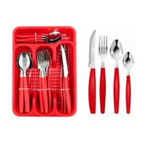 Kit de Talheres Inox Canadá 25 Peças Faqueiro Colher Sopa Sobremesa Garfo Faca Kehome
