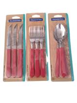Kit de Talheres Tramontina Leme Lâminas Aço Inox Cabo Vermelho - 9 Peças