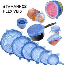 Kit de Tampas Universais Flexíveis Reutilizáveis de Silicone Ecológicas 6 Peças