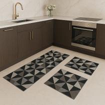 Kit De Tapete E Passadeira Cozinha 3 Peças Antiderrapante