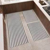 Kit de Tapete para Cozinha e Corredor 3 Peças Artesanal com Passadeira de 1,30m x 45cm e Capacho 65cm x 45cm Jogo Listrado Preto com Antiderrapante Kit de Tapete para Cozinha e Corredor 3 Peças Artesanal com Passadeira de 1,30m x 45cm e Capacho 65cm x 45cm Jogo Listrado Preto com Antiderrapante