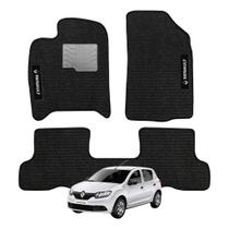 Kit de tapetes 3 peças específico Sandero 2014 ... 2016 Carpete Preto Kit de tapetes 3 peças específico Sandero 2014 ... 2016 Carpete Preto