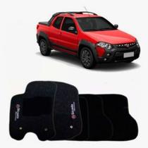 Kit de tapetes 5 peças específico Strada Cab. Dupla 2013 14 15 ... 17 18 2019 Carpete Preto