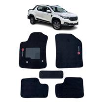 Kit de tapetes 5 peças específico Strada Volcano Cab. Dupla 2020 ... 2023 Carpete Preto
