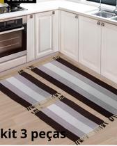 Kit De Tapetes Algodão 3 Peças Para Cozinha Sala Quarto Passadeira Lavável Resistente Decoração De Interiores