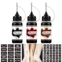 Kit de Tatuagem CHARMARK Tinta Semi Permanente 3 Cores 84 Estênceis