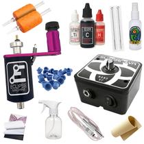 Kit de Tatuagem com Máquina Rotativa Rosa Eclipse Machine Tattoo e Fonte Supernova 3 Amperes