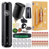 Kit de tatuagem Dragonhawk S9 Rotary Tattoo Machine com 20 cartuchos