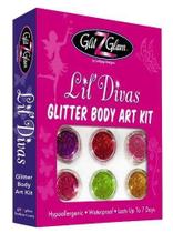 Kit de tatuagem Glitter GlitzGlam Lil Divas com 6 brilhos e 12 estênceis Kit de tatuagem Glitter GlitzGlam Lil Divas com 6 brilhos e 12 estênceis