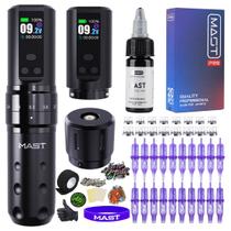 Kit de tatuagem MAST Fold2 Pro com 2 baterias e fonte de alimentação