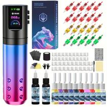 Kit de Tatuagem POSEIDON Caneta de Tatuagem com Máquina de Cartucho e 20 Agulhas