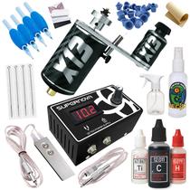 Kit de Tatuagem Profissional C/ Máquina Rotativa X13 e Fonte Digital de Tattoo