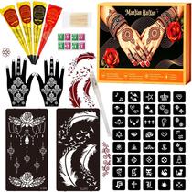 Kit de Tatuagem Temporária ManYan HaiYan com 4 Cones, 3 Cores e Estênceis Kit de Tatuagem Temporária ManYan HaiYan com 4 Cones, 3 Cores e Estênceis