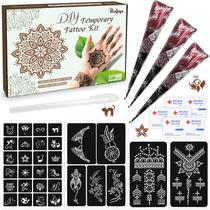 Kit de tatuagem temporário PllusJoys Brown com 3 cones de tatuagem