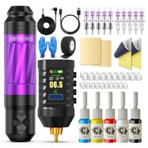 Kit de tatuagem Wormhole Tattoo Gun Wireless com 43 unidades para iniciantes