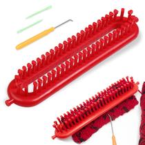 Kit de tear de tricô Coopay retangular para cachecol e chapéu de 26 cm vermelho