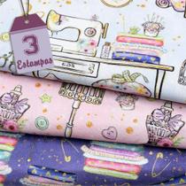 Kit de Tecido Atelier Lilás (50X150) 3 Estampas