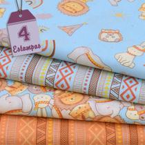 Kit de Tecido Baby Tribe Azul Claro (30x70) 4 Estampas Kit de Tecido Baby Tribe Azul Claro (30x70) 4 Estampas