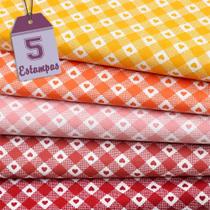 Kit de Tecido Coração Country Vermelho (50X150) 5 Estampas Kit de Tecido Coração Country Vermelho (50X150) 5 Estampas