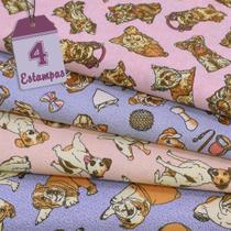 Kit de Tecido Dogs Rosa e Lilás (30x70) 4 Estampas Kit de Tecido Dogs Rosa e Lilás (30x70) 4 Estampas