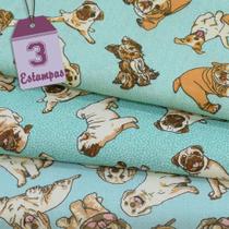 Kit de Tecido Dogs Verde (30x70) 3 Estampas Kit de Tecido Dogs Verde (30x70) 3 Estampas