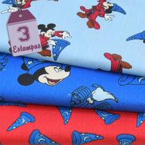 Kit de Tecido Mickey Fantasia (30x70) 3 Estampas Kit de Tecido Mickey Fantasia (30x70) 3 Estampas