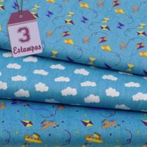 Kit de Tecido Pipas Azuis (30x70) 3 Estampas