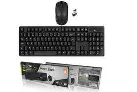 Kit De Teclado E Mouse Sem Fio Abnt Br Pt Multimidia Preto