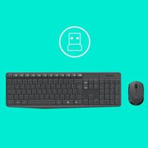 Kit de teclado e mouse sem fio Logitech MK235 teclado grafite e mouse preto Kit de teclado e mouse sem fio Logitech MK235 teclado grafite e mouse preto