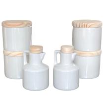 Kit de Temperos com 4 Porta Condimentos e 2 Galheteiros para Azeite e Vinagre