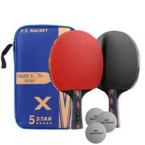 Kit de Tênis de Mesa Huieson Carbon-2 Raquetes long 5 Star + bolsa e 3 bolas Gold Sports 3 Star