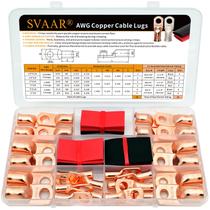 Kit de terminais de cobre SVAAR 1/0 AWG 2 AWG 6 AWG Cabo de bateria 28 unidades Kit de terminais de cobre SVAAR 1/0 AWG 2 AWG 6 AWG Cabo de bateria 28 unidades