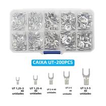 Kit de Terminais de Latão Não Isolados 10 em 1 - 200 a 320 Unidades (Garfo, Anel, Tipo U)