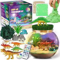 Kit de terrário de dinossauros LAOESE com luz noturna LED para crianças
