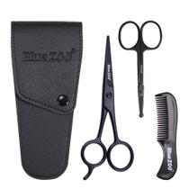 Kit de tesoura e pente para barba e bigode BlueZoo com bolsa de armazenamento Kit de tesoura e pente para barba e bigode BlueZoo com bolsa de armazenamento