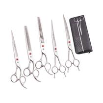 Kit De Tesouras Para Cães Em Aço Inoxidável Purple Dragon 440C Com 8 Tesouras Retas, Curvas E De