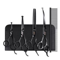 Kit de tesouras para cuidar de cães GEMEK Professional 6 em 1 (preto)