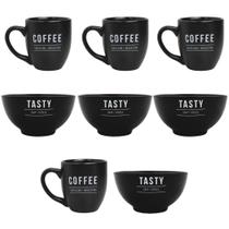 Kit De Tigelas 440ml E Canecas Em Porcelana 300ml Manhattan Com 8 Unidades