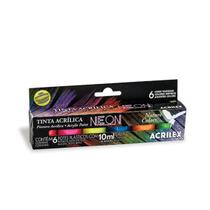 Kit de Tinta Acrílica Neon Nature Colors Acrilex com 6 Cores de 10ml