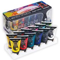 Kit de Tinta Acrylic Color 28ml C/12 Cores Acrilica Pentel