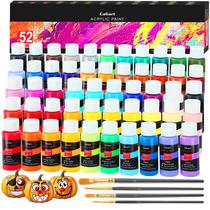 Kit de Tintas Acrílicas Caliart com 52 Cores, Frascos de 59 ml e 4 Pincéis Kit de Tintas Acrílicas Caliart com 52 Cores, Frascos de 59 ml e 4 Pincéis