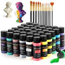 Kit de Tintas Acrílicas TMOL 36 Cores 60 ml com 12 Pincéis