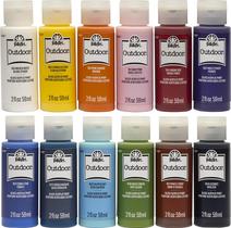 Kit de Tintas para Artesanato FolkArt Outdoor Gloss 12 frascos de 59 ml