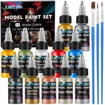 Kit de Tintas para Modelismo X ARTY HUB 12 Cores 3 Pincéis Acrílicas Kit de Tintas para Modelismo X ARTY HUB 12 Cores 3 Pincéis Acrílicas