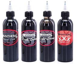 Kit de Tintas para Tatuagem Panthera 4x148 ml Tons de Preto