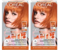 Kit de tintura de cabelo L'Oreal Paris Feria C74 Intense Copper x2 Pack Kit de tintura de cabelo L'Oreal Paris Feria C74 Intense Copper x2 Pack
