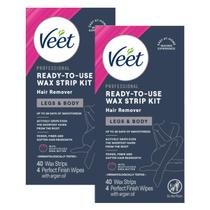 Kit de tiras de cera para depilação Veet, 40 unidades, pacote com 2